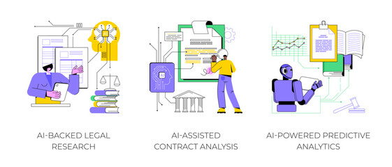 Wall Mural - AI in Legal Services abstract concept vector illustrations.