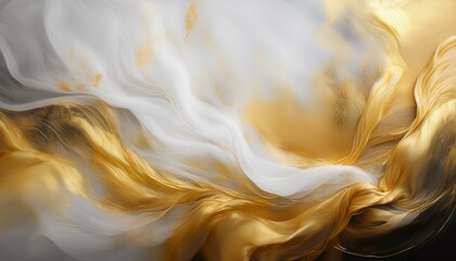 Wall Mural - bold acrylic painting with thick fog white and gold silk textured background