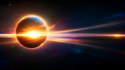 Wall Mural - exploration of distant galaxies through colorful cosmic phenomena and vibrant light bursts
