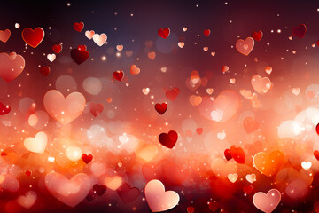 Leinwandbilder - Colorful hearts create a romantic atmosphere with glowing lights in a vibrant background