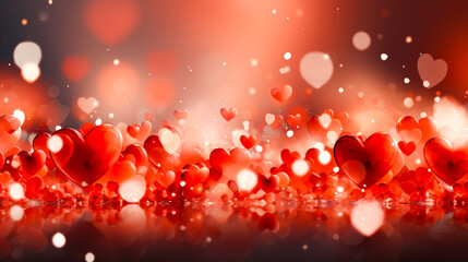Leinwandbilder - Colorful hearts floating in a dreamy background create a romantic atmosphere for special occasions or celebrations