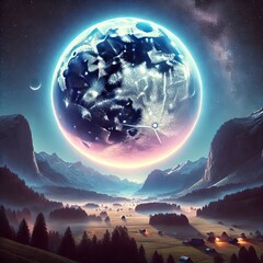 Wall Mural - massive orb spanning the sky a massive glowing orb spanning a la