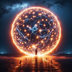 Wall Mural - Motion Photography Capture the dynamic movement of ball lightnin