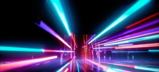 Wall Mural - dynamic neon light beams creating futuristic tunnel with pulsating energy