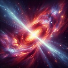 Wall Mural - Quasar Beam Intense energy jet from galaxy center