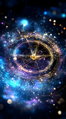Wall Mural - Celestial Compass Spinning in Cosmic Nebula