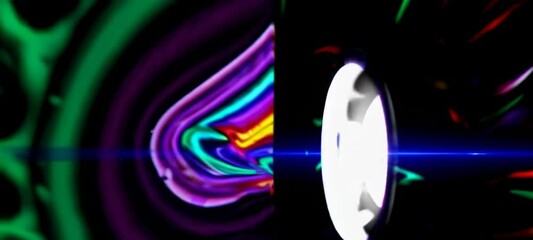 Wall Mural - dynamic vortex of vibrant light reflections and pulsating colors across rotating discs