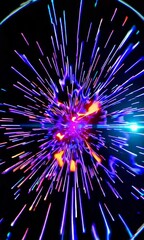 Wall Mural - Vibrant abstract light explosion creating dynamic energy burst with colorful motion