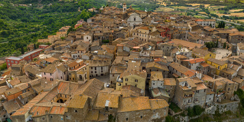 Aerial view of the historic center of Orte, in the province of Viterbo, Italy.