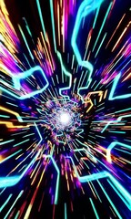 Wall Mural - vibrant neon light burst tunnel animation with dynamic energy patterns