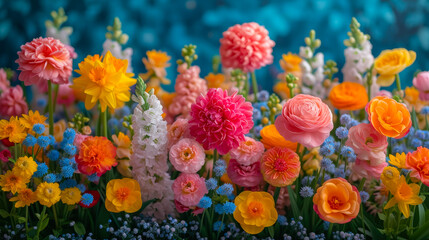 Aufkleber - Vibrant garden filled with colorful flowers in a stunning floral arrangement
