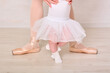 © TRAVELARIUM - Baby girl ballerina in white tulle tutu with mother guidance