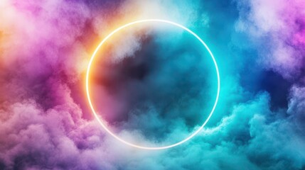 Wall Mural - celestial ring in the clouds: a captivating image showcases a vibrant, ethereal scene with a luminou