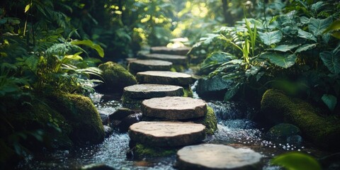 Wall Mural - stream stepping stones