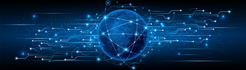 Aufkleber - Global connection network background. World map. High-speed internet technology concept or fast wireless data transmission. modern internet network connection technology background	