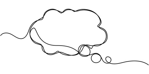 Speech Bubble Single Line Icon, Speech bubble shape one line drawing of isolated continuous outline vector icon, Speech Bubble Continuous Line Icon, Speech bubble continuous one line drawing.