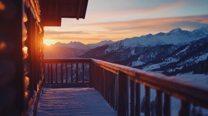 Sticker - Snowy Mountain Range Sunset