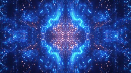 Wall Mural - futuristic abstract digital pattern with glowing blue lights
