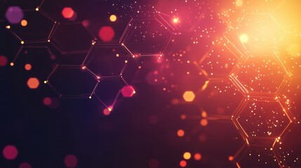 Wall Mural - vibrant abstract background with hexagonal shapes and light effects