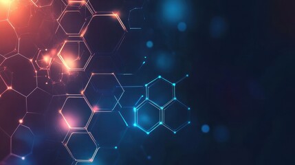 Wall Mural - abstract hexagonal structure with glowing effects and bokeh background