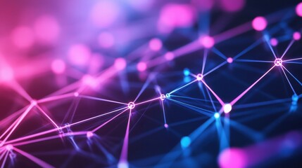 Wall Mural - abstract network connection with colorful lights and depth effects