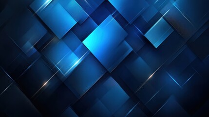 Wall Mural - abstract blue geometric background with light effects and depth