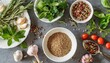 © arbi wiratama - Top View of Herbs and Spices: Healthy Ingredients Rich in Fiber and Vitamins