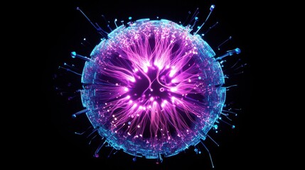 Wall Mural - vibrant energy sphere with illuminating plasma and electric aura