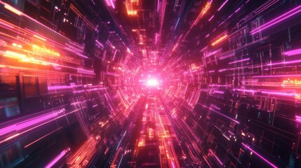 Wall Mural - dynamic abstract light show with bright pulsing colors and motion