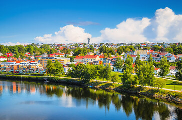 Wall Mural - Panoramic view of beautiful city Trondheim, Norway