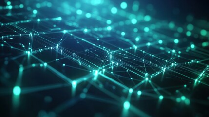 Wall Mural - abstract digital background with blue and green connections and lights