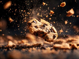 Poster - Falling Chocolate Chip Cookie