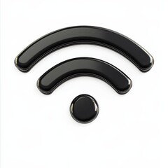 Poster - Shiny Black Wireless Icon on White Background, Technology Connectivity Illustration