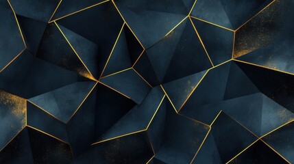 Wall Mural - Abstract Geometric Surface with Dark Tones and Gold Accents