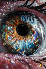 Sticker - Close-up of blue human eye