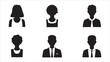 © MdJayedBin - Six Simple Black Silhouettes Male, Female, Avatar Icons