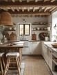 © RaksaLinggo - Rustic wooden kitchen shows off a warm and cozy aesthetic