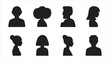 © MdJayedBin - Eight Diverse Profile Silhouettes Male, Female, Hairstyles, Icons