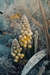 Canvas Print - Frosted yellow flowers