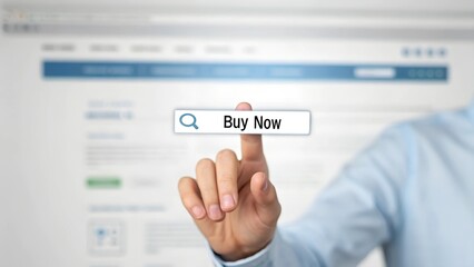 A one-line sketch of a person clicking on a ‘Buy Now’ button on a website