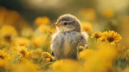 Sticker - Bird on Yellow Flowers