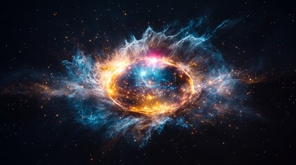 Wall Mural - cosmic explosion revealing vibrant colors and intricate patterns in deep space