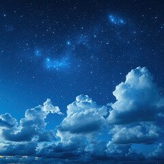 Wall Mural - ethereal nightscape with voluminous clouds against a backdrop of twinkling stars and celestial const
