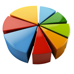 Leinwandbilder - 3D pie chart with colorful segments representing data distribution