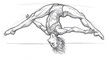 © SRRiadi - Gymnast Performing Handstand Splits Pencil Sketch Drawing for Artistic Use