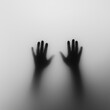 © agungmujtaba - Mysterious Shadow Hands Pressed Against Frosted Glass - AI Generated