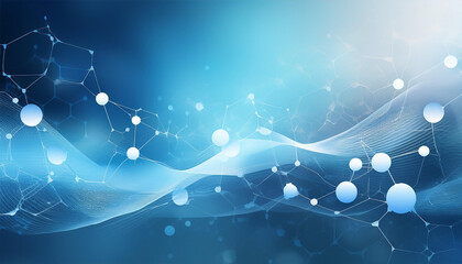 Wall Mural - white and light blue medical abstract gradient background with molecules generated image