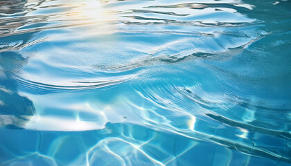 Wall Mural - soft and delicate ripples on a light blue pool surface showcasing intricate details sunlight play an
