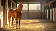 © Koplexs-Stock - A beautiful brown horse is standing in a horse stable