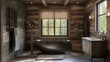 © elena - Three dimensional render of interior of rustic bathroom
